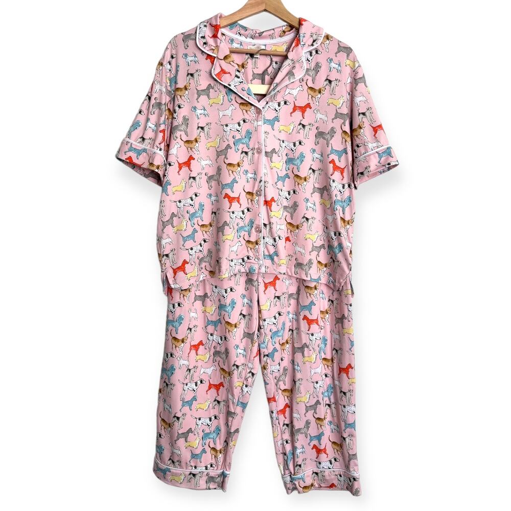 Beauty Sleep Social Soft And Stretchy Puppy Dog Novelty Pajama Set Women's L